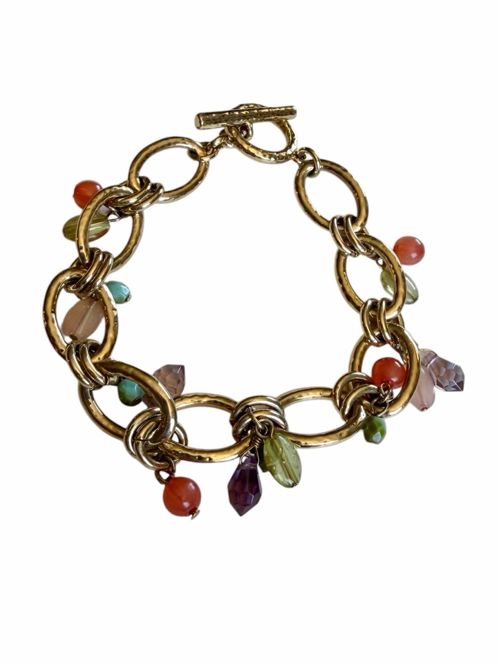 Chunky Chain Link Gold-tone Charm Bracelet Whimsical Y2K